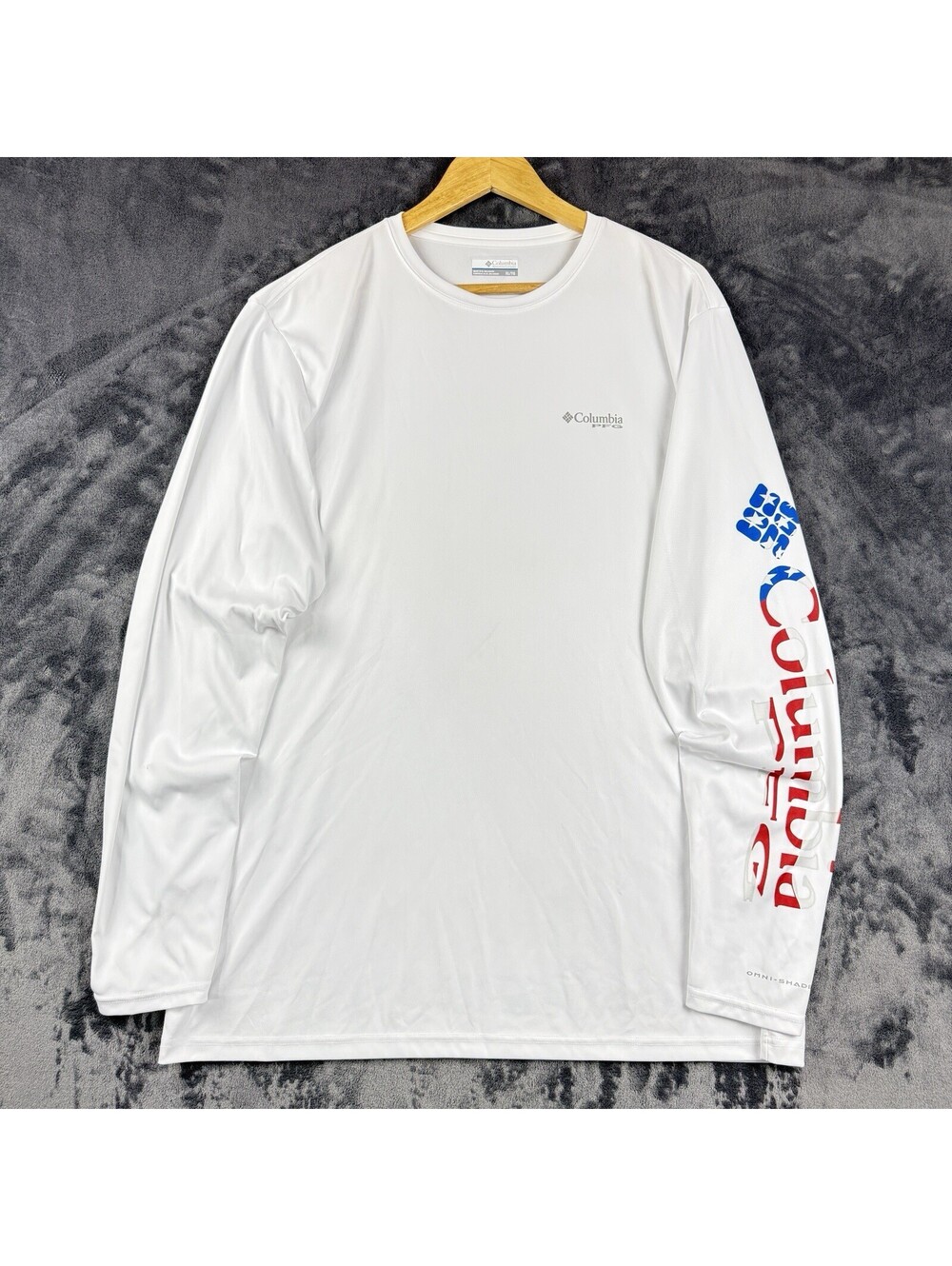 Columbia PFG Terminal Tackle Shirt Mens XL Star Stripes USA Fishing Performance